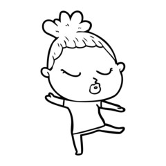 cartoon calm woman