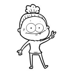 cartoon happy old woman