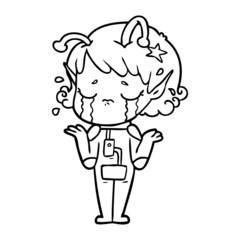 cartoon crying alien girl