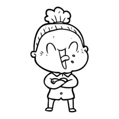 Obraz premium cartoon happy old woman