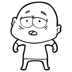 cartoon tired bald man