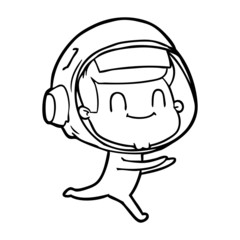 happy cartoon astronaut man