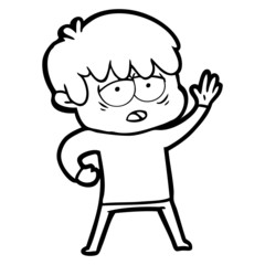 cartoon exhausted boy