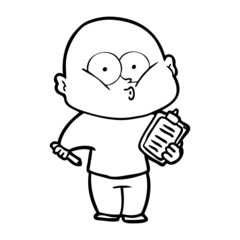 Obraz premium cartoon bald man staring