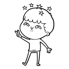 cartoon amazed boy