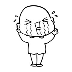 cartoon crying bald man