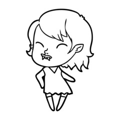 cartoon vampire girl with blood on cheek