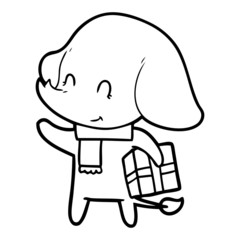cute cartoon christmas elephant