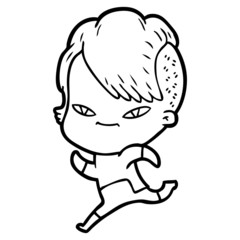 cute cartoon girl with hipster haircut