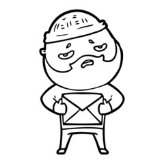cartoon worried man with beard