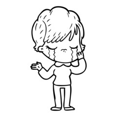 cartoon woman crying