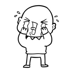 Fototapeta premium cartoon crying bald man