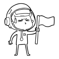 cartoon stressed astronaut