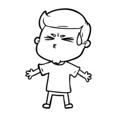 cartoon man sweating