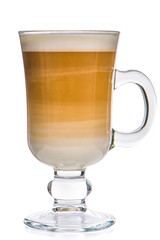 Glass cup mix latte coffee foam