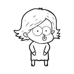 cartoon girl pouting
