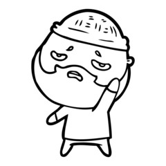 cartoon worried man with beard