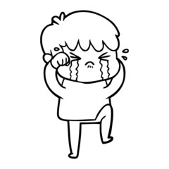 Obraz premium cartoon boy crying