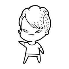 cute cartoon girl with hipster haircut