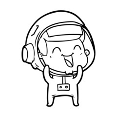 happy cartoon astronaut