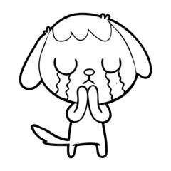 cute cartoon dog crying