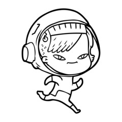 cartoon astronaut woman