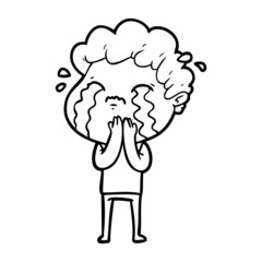 Fototapeta premium cartoon man crying