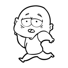 cartoon tired bald man