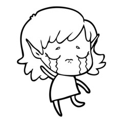 cartoon crying elf girl