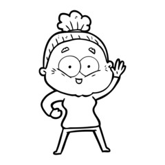 Obraz premium cartoon happy old woman