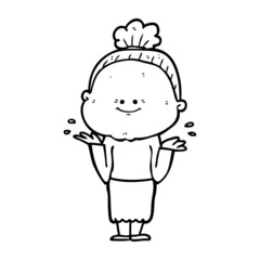 cartoon happy old woman