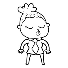 cartoon calm woman