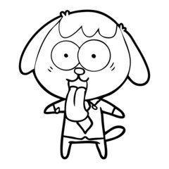 cute cartoon dog wearing office shirt