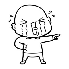 cartoon crying bald man