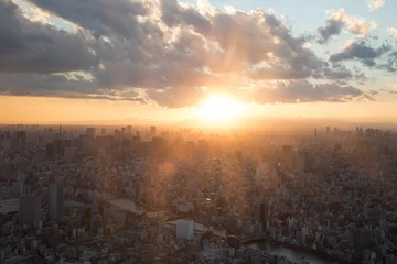 Foto auf Glas 夕暮れ時の東京都心の都市風景 © hit1912