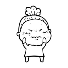 Fototapeta premium cartoon annoyed old lady
