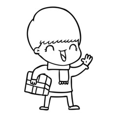 happy cartoon boy