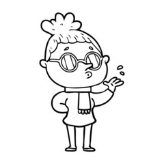 cartoon woman wearing glasses