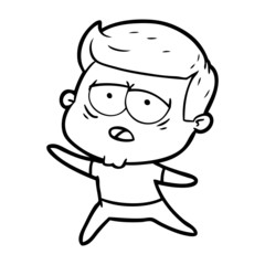 cartoon tired man