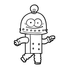 happy carton robot with light bulb