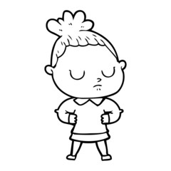 cartoon calm woman