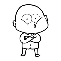 Fototapeta premium cartoon bald man staring