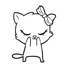 cute cartoon cat with bow