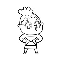 Obraz premium cartoon woman wearing glasses