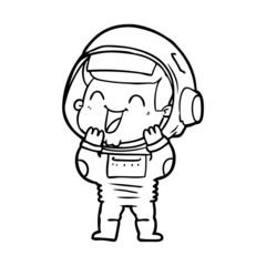 happy cartoon astronaut