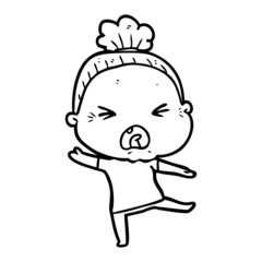 cartoon angry old woman