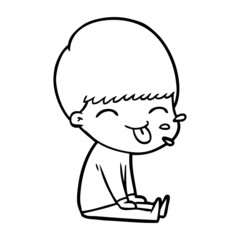 cartoon boy sticking out tongue