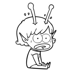 cartoon shocked alien girl