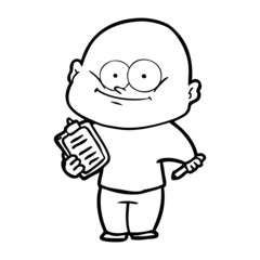 Obraz premium cartoon bald man staring