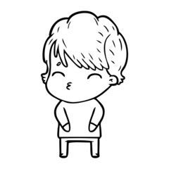 cartoon woman thinking
